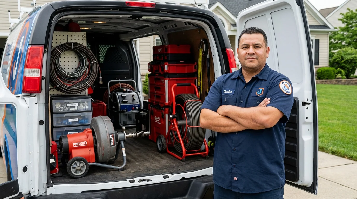 Professional drain cleaning equipment and Johns Plumbing LLC plumber in Erwinville