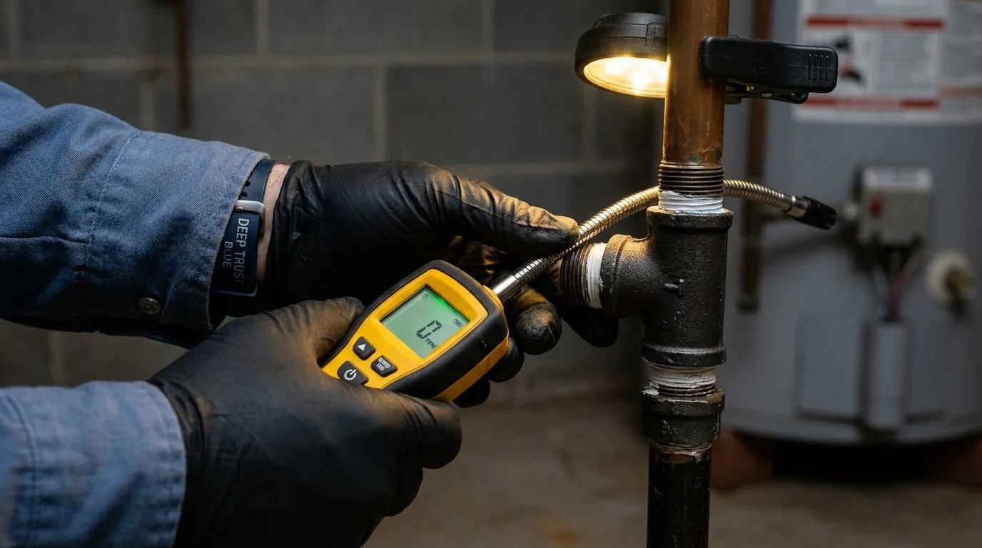 Gas leak detection with electronic sniffer by Johns Plumbing LLC in Erwinville
