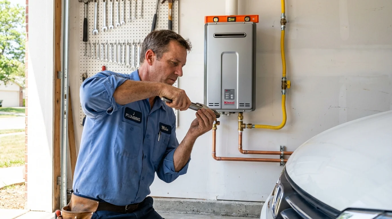 Tankless water heater installation by a Johns Plumbing LLC plumber in Erwinville
